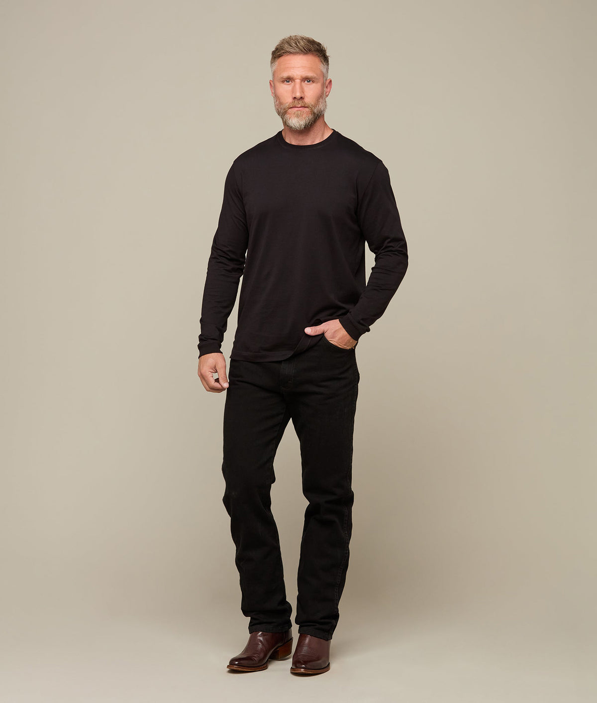 
    Long Sleeve Pima Cotton Tee :: Black