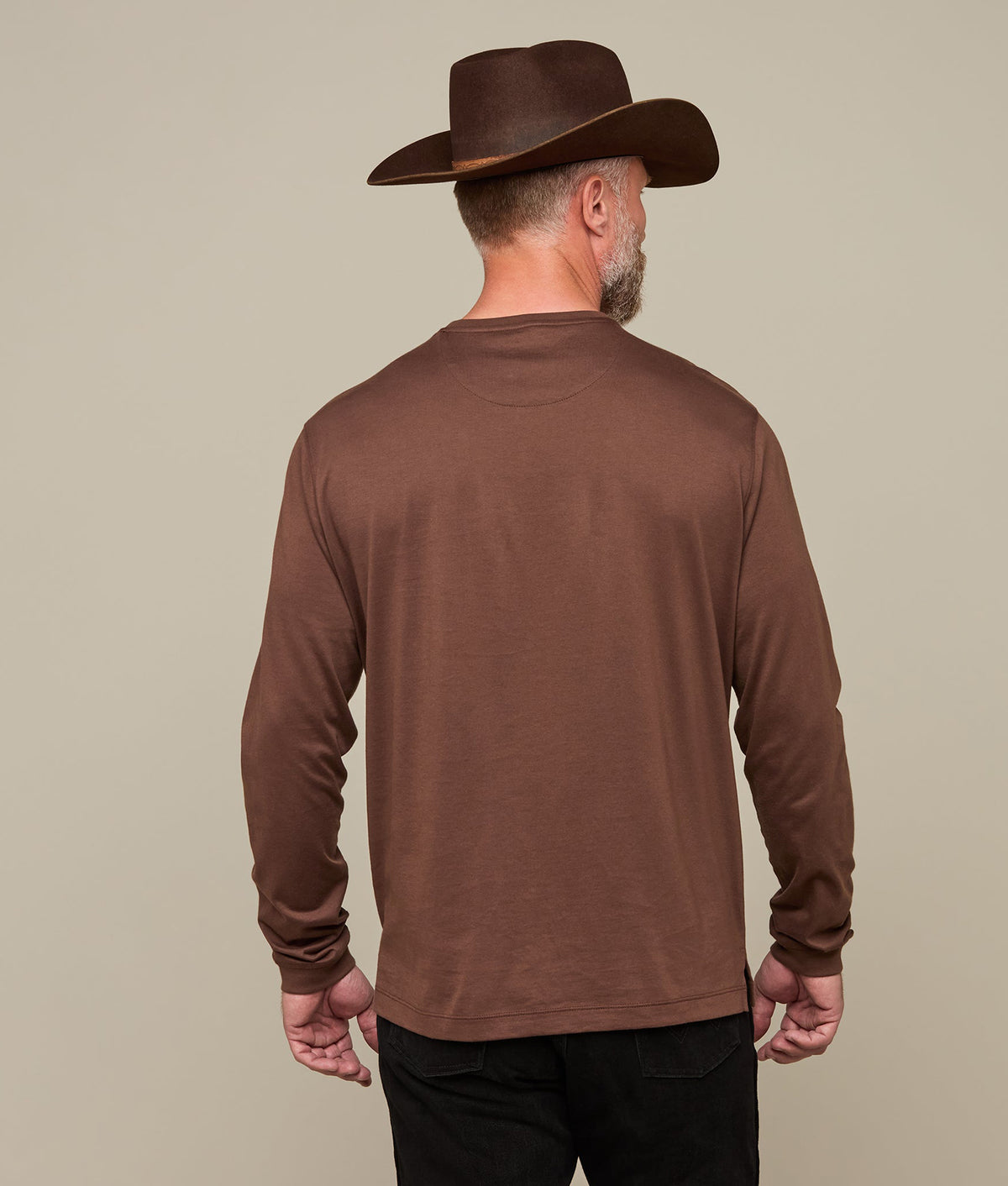 
        Long Sleeve Pima Cotton Tee :: Dark Brown