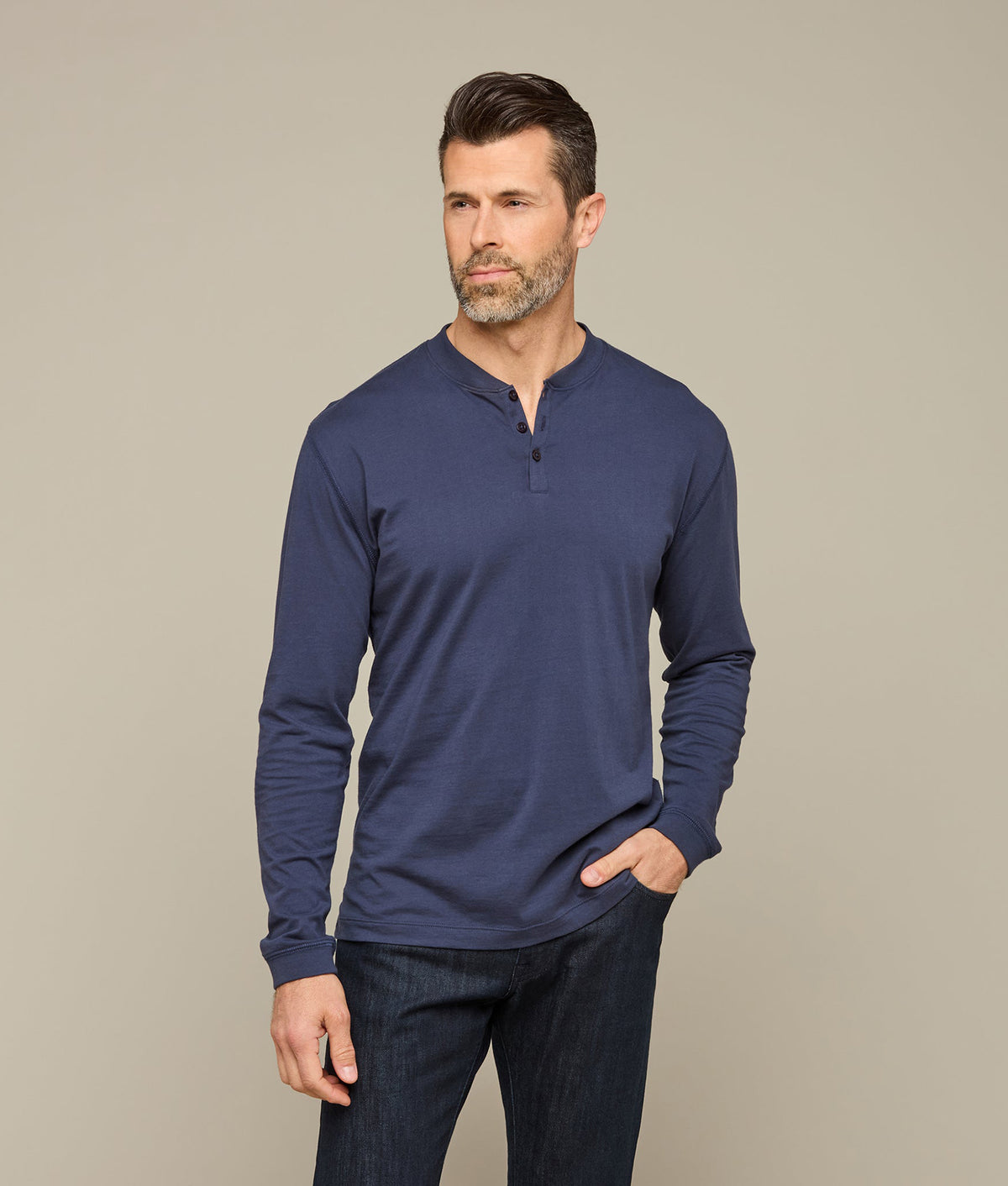 
    Lucchese Pima Cotton Henley :: Navy