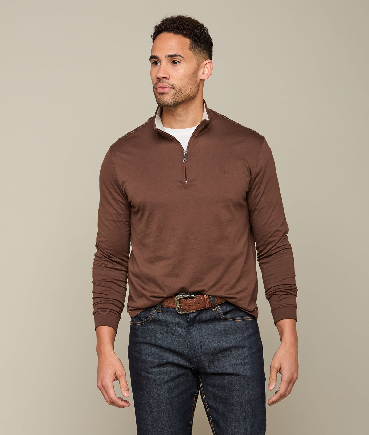 
    Lucchese Pima Cotton Quarter Zip :: Brown