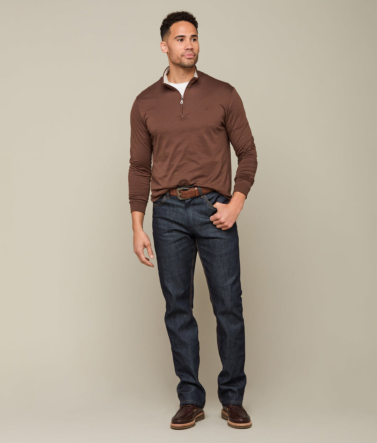 
    Lucchese Pima Cotton Quarter Zip :: Brown