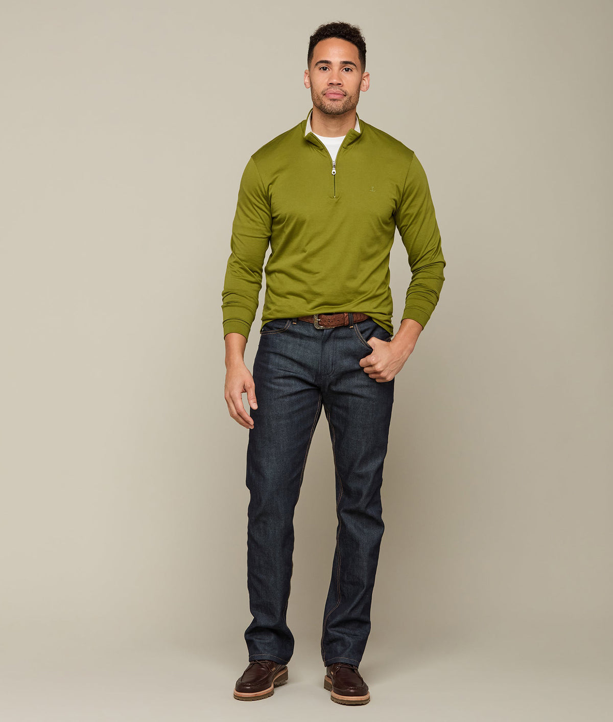 
        Lucchese Pima Cotton Quarter Zip :: Olive