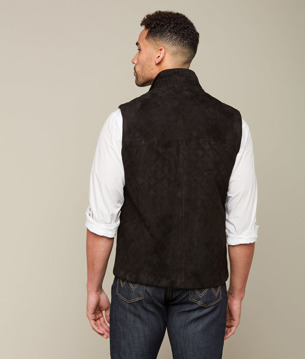 
    Quilted Suede Vest :: Black