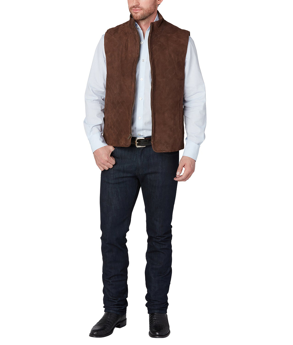 
    Quilted Suede Vest :: Brown