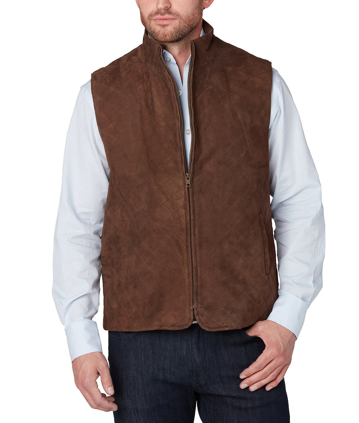 
    Quilted Suede Vest :: Brown