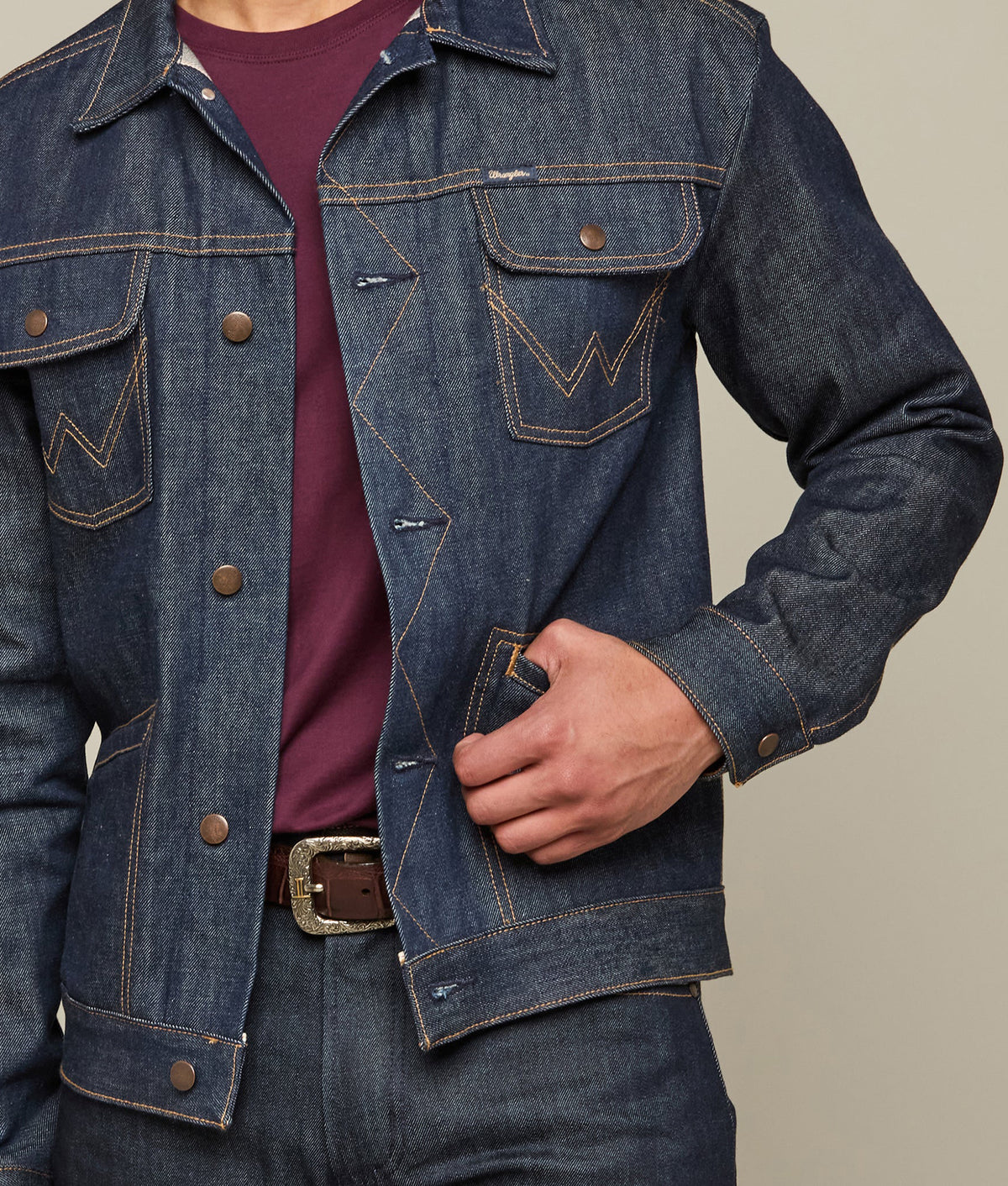 
        Wrangler x Lucchese Men&#39;s Denim Jacket :: Dark Wash Denim