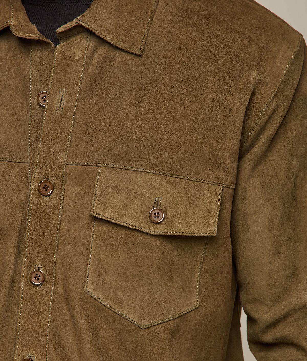 
    Suede Shacket :: Olive