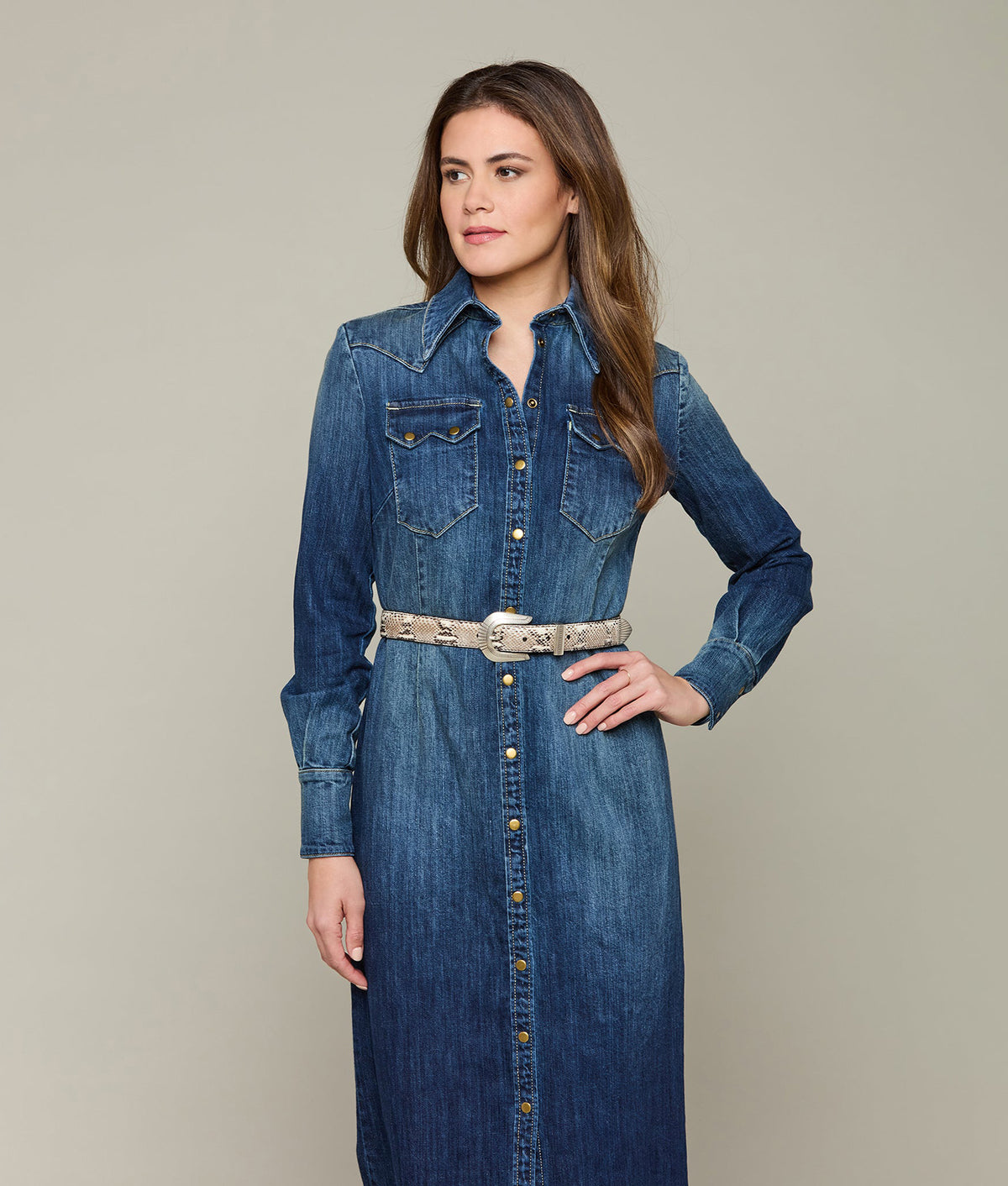 
    Long Denim Duster :: Medium Wash Denim