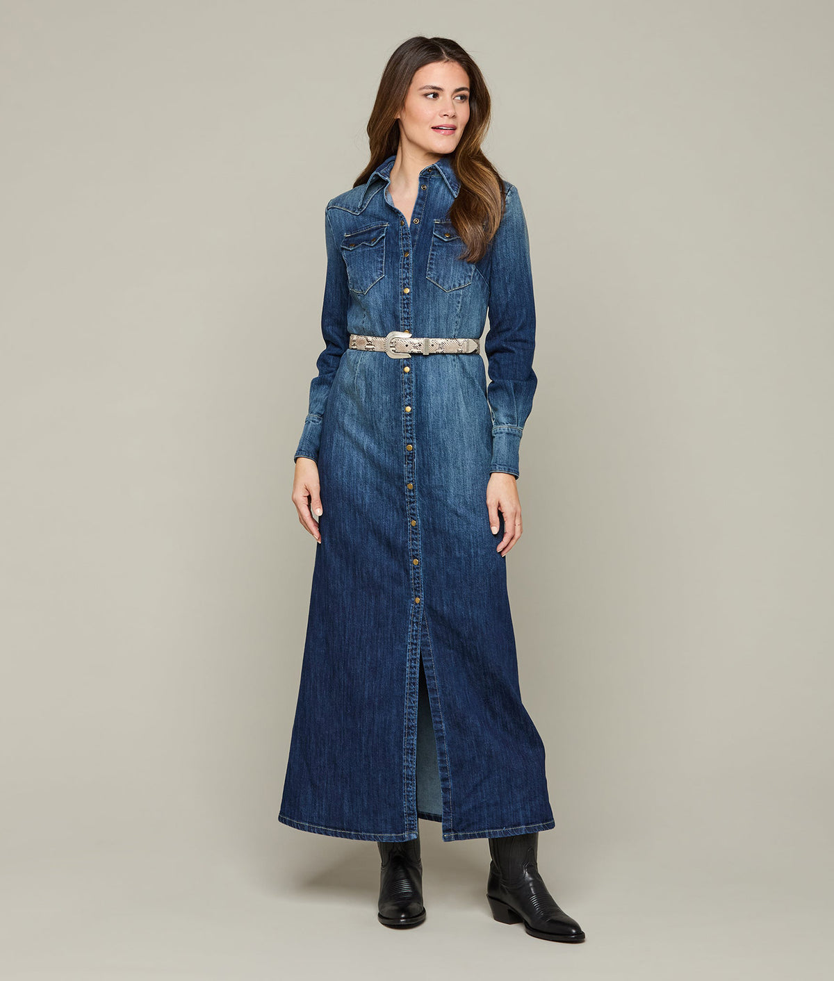 
    Long Denim Duster :: Medium Wash Denim