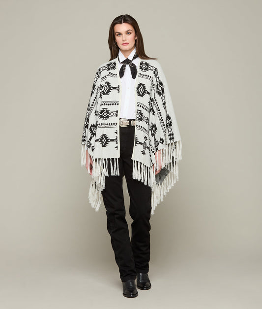 Lightweight Alpaca Cape :: White/Black