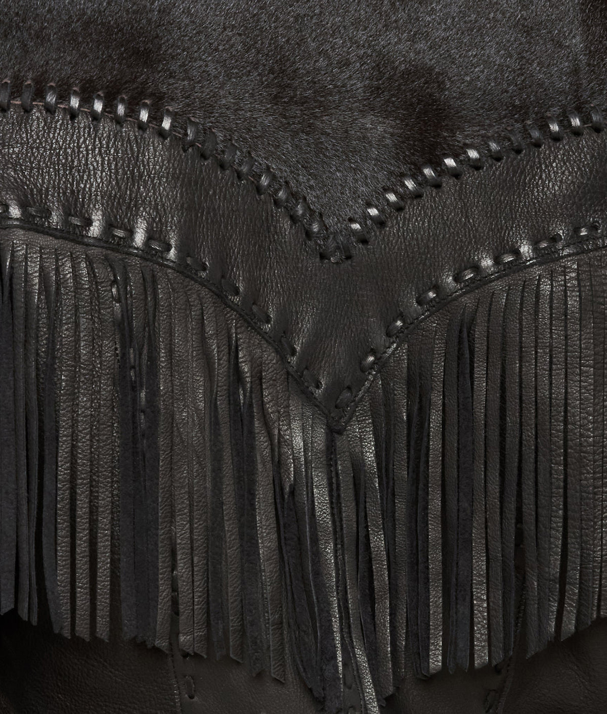 
    Hair-On Yoke Fringe Jacket :: Black