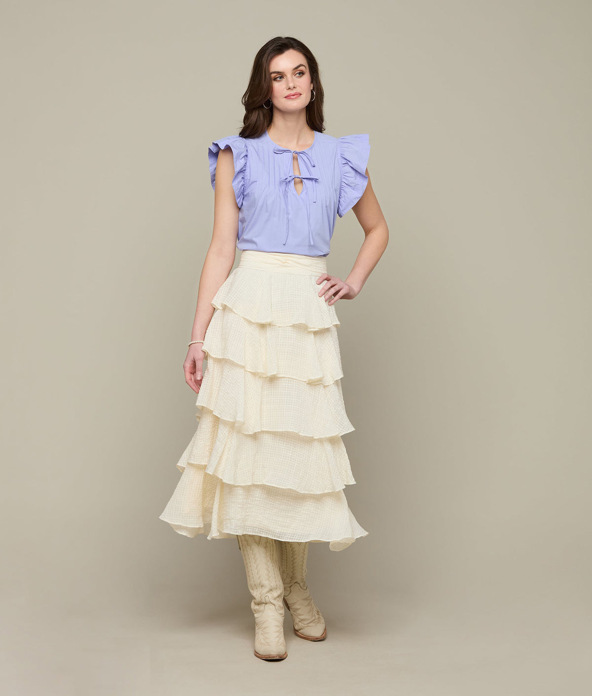 
        Quinn Ruffle Sleeve Top :: Periwinkle