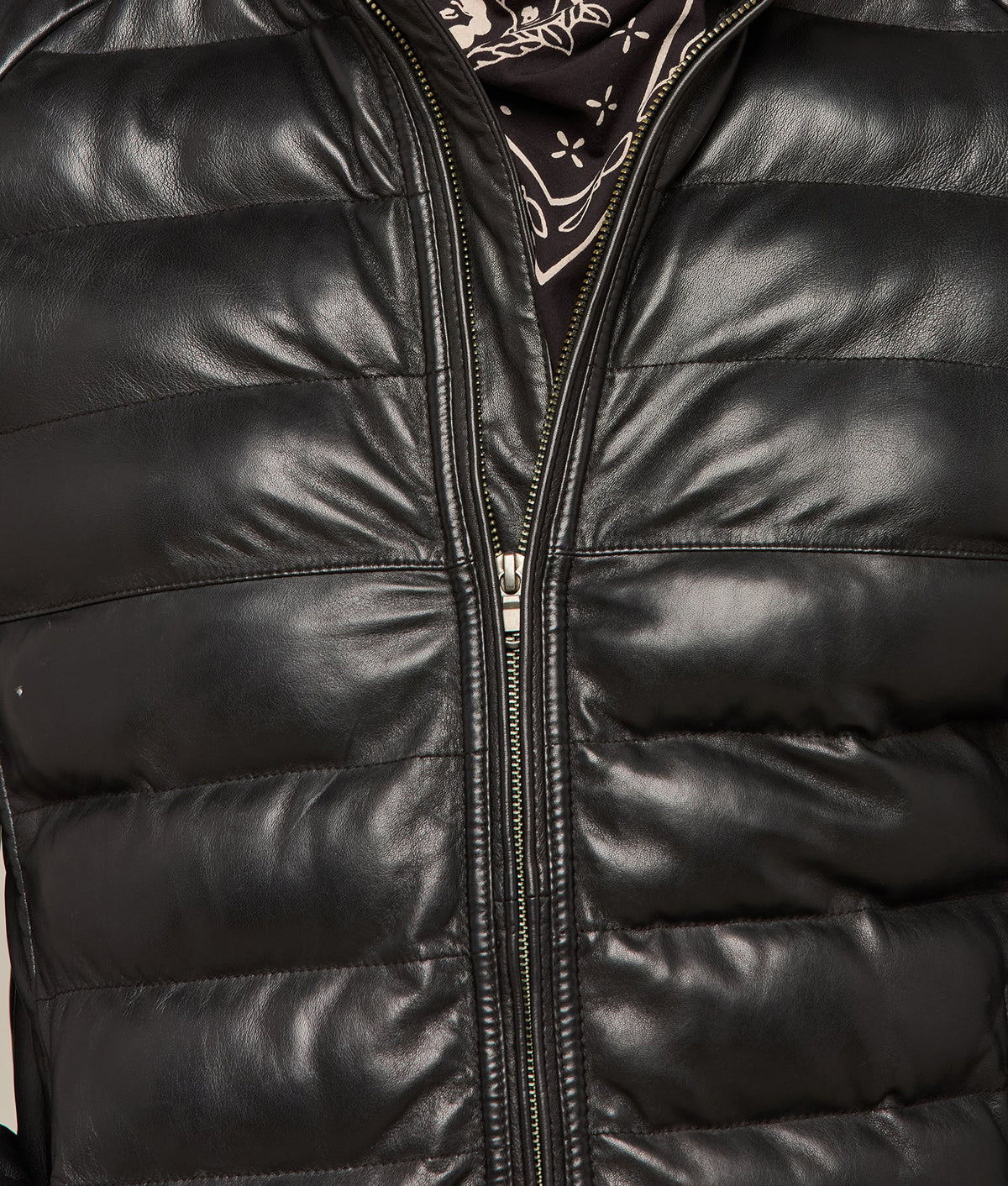 
    Men&#39;s Leather Puffer Jacket :: Black