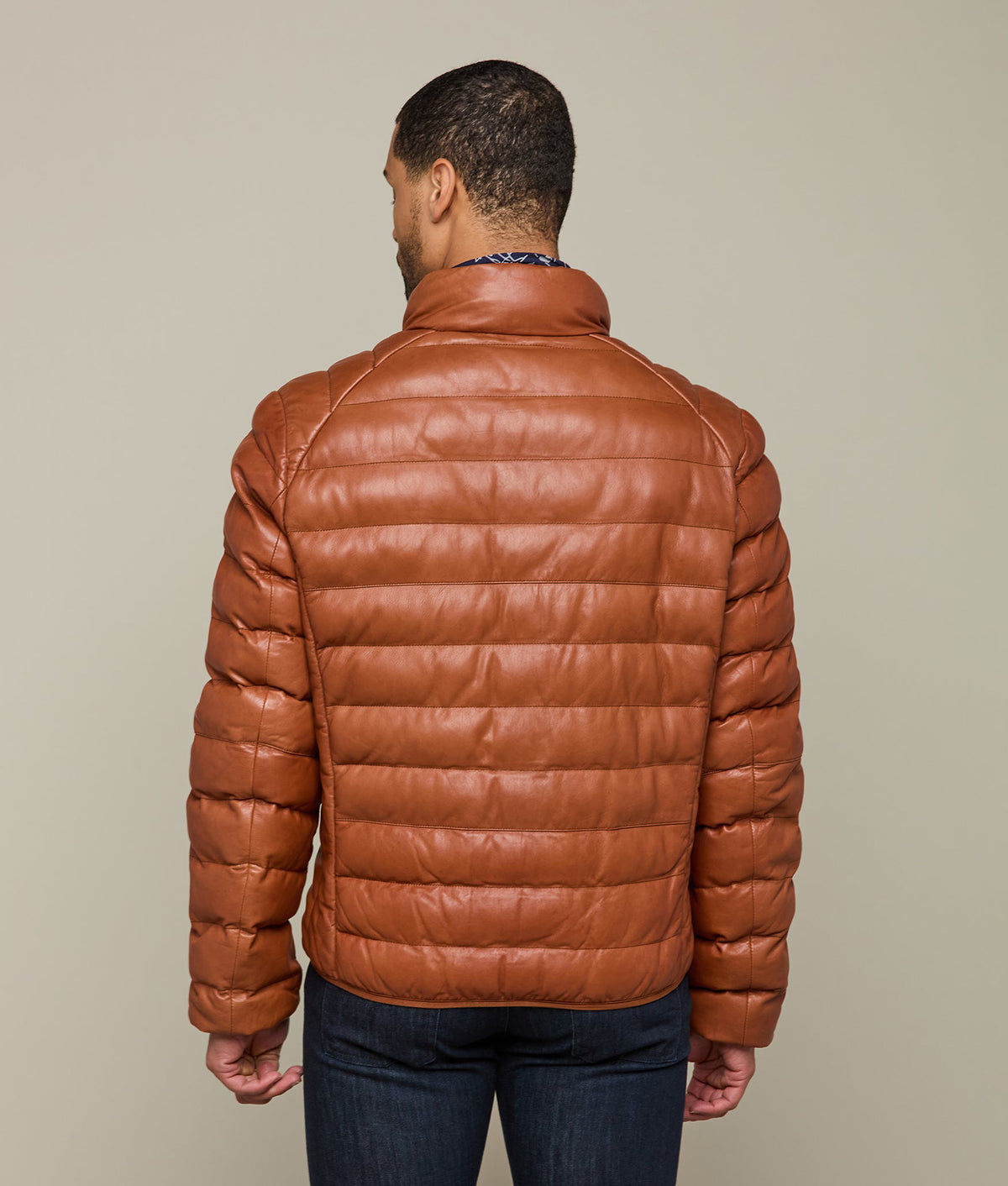 
    Men&#39;s Leather Puffer Jacket :: Cognac