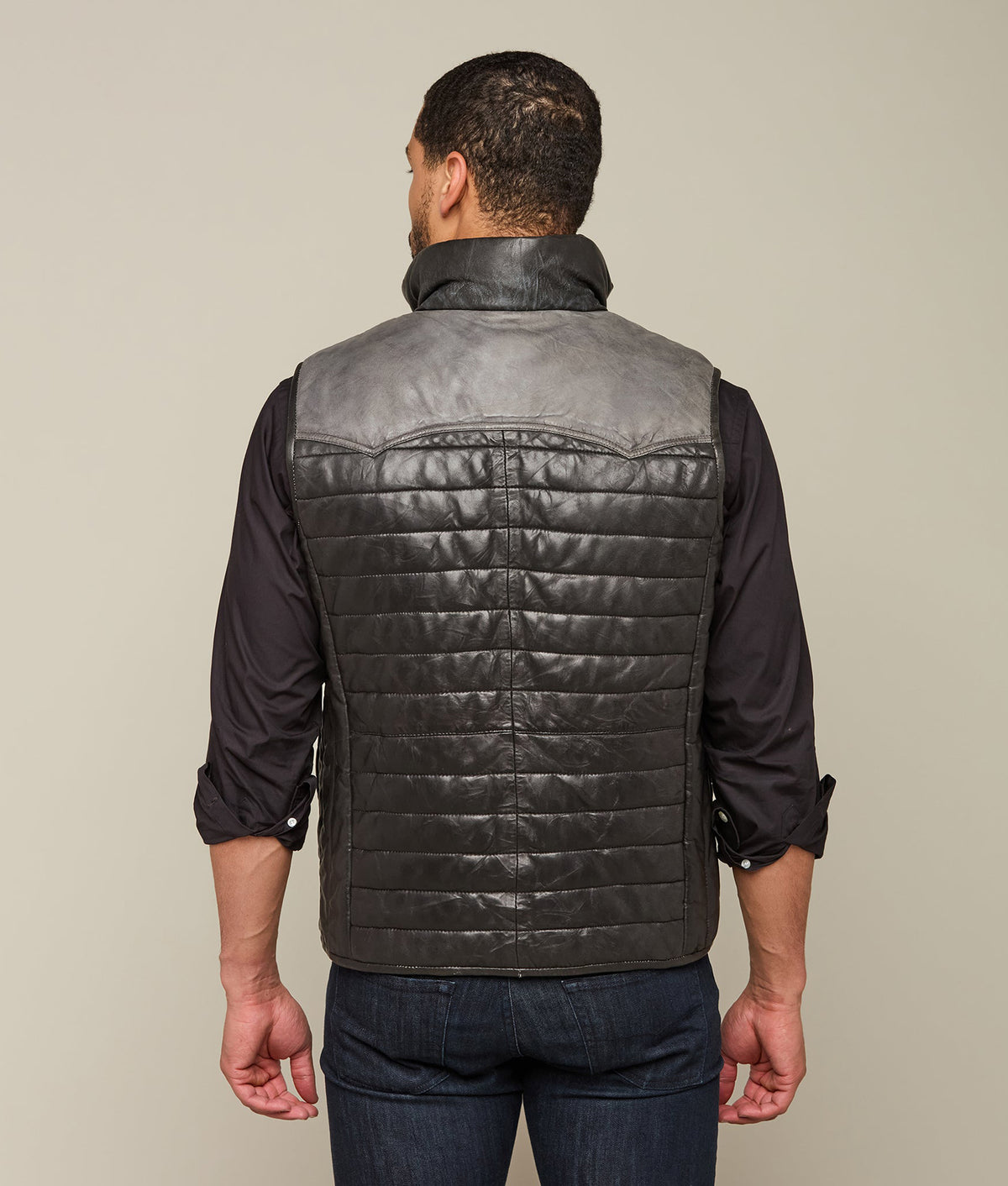 
    Western Yoke Leather Vest :: Black