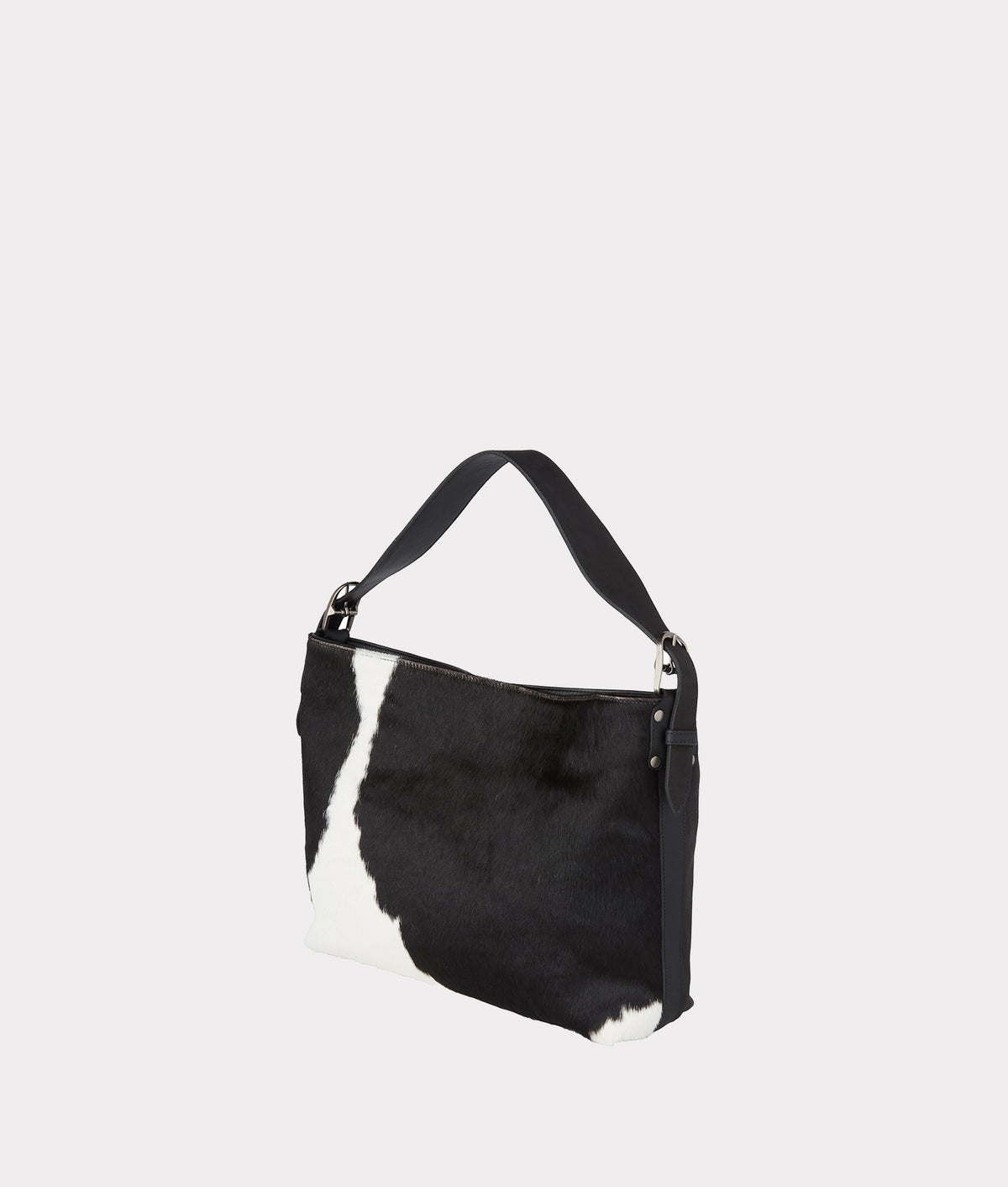 
        Cowprint Hobo Bag :: Black/White