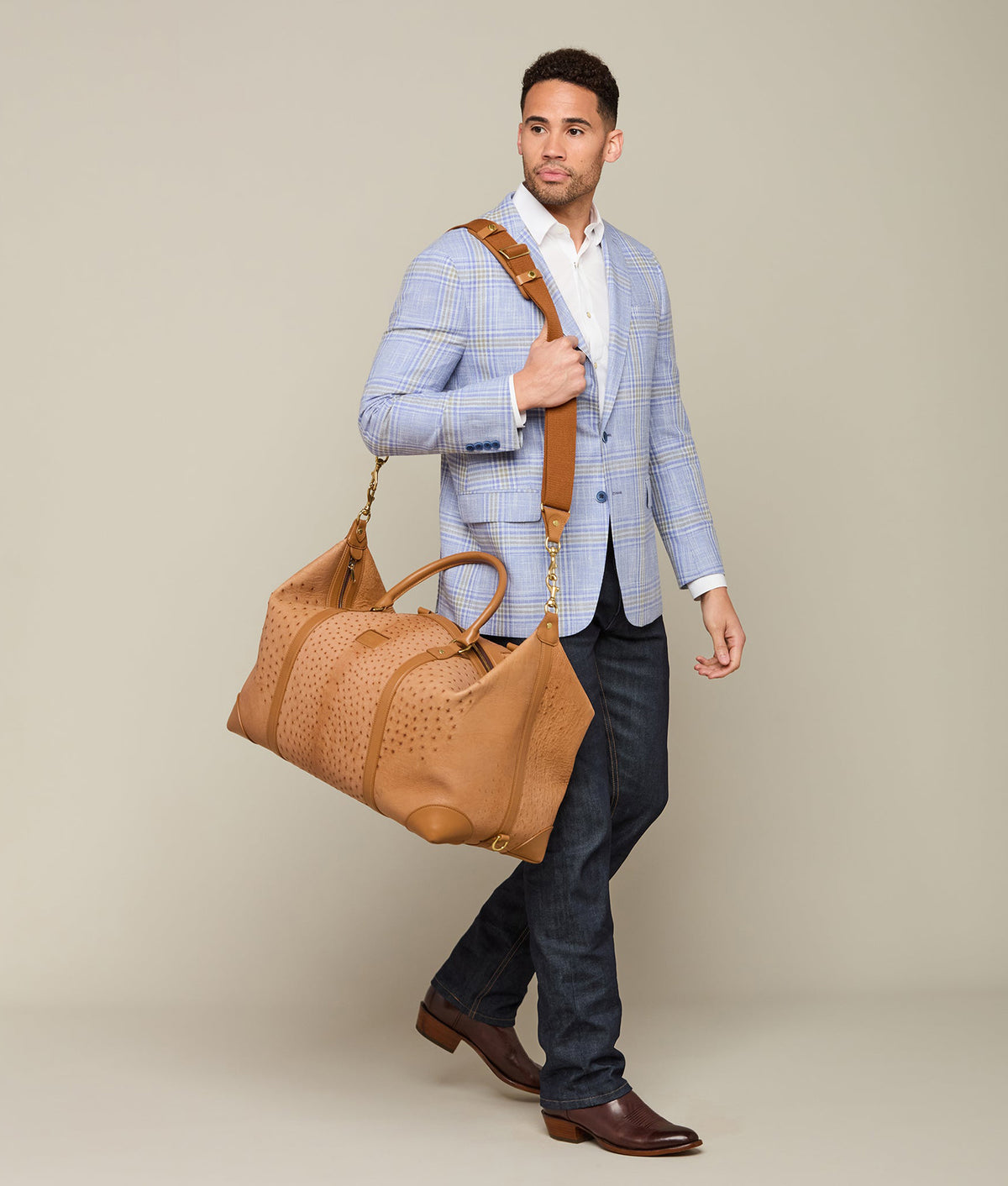 
    Ostrich Duffle - Large :: Cognac