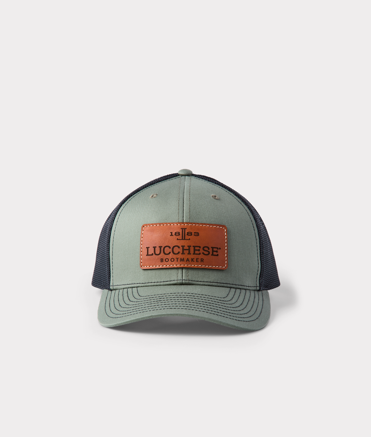 
    Leather Patch Cap :: Loden + Black