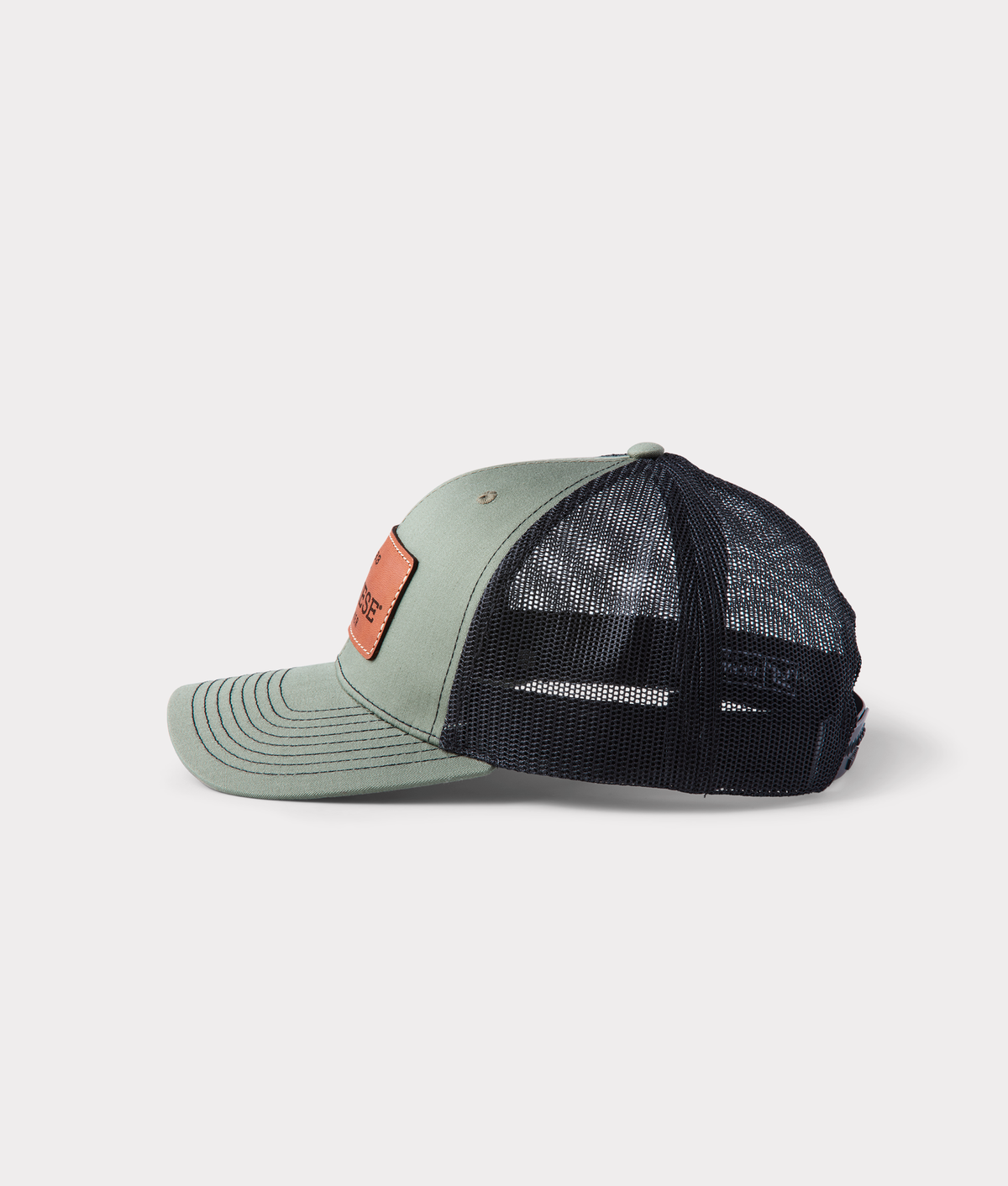 
    Leather Patch Cap :: Loden + Black