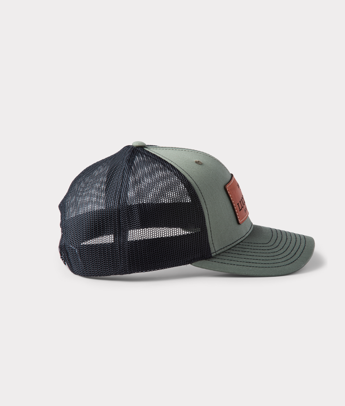 
    Leather Patch Cap :: Loden + Black