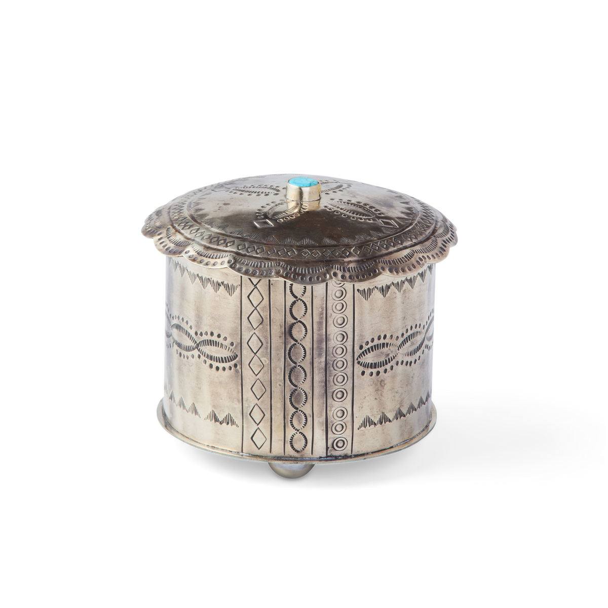 
    Southwestern Round Box :: Silver