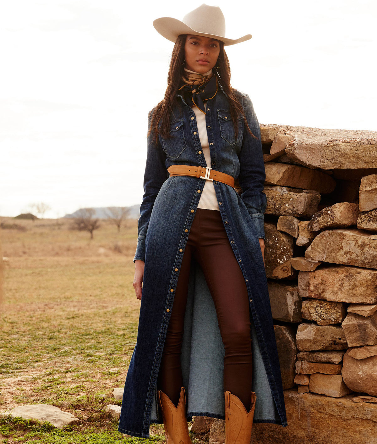 
    Long Denim Duster :: Medium Wash Denim