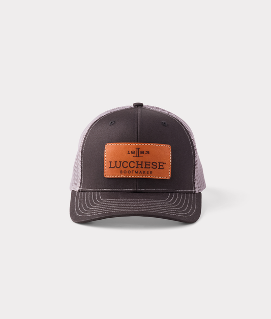 Leather Patch Cap :: Black + Charcoal