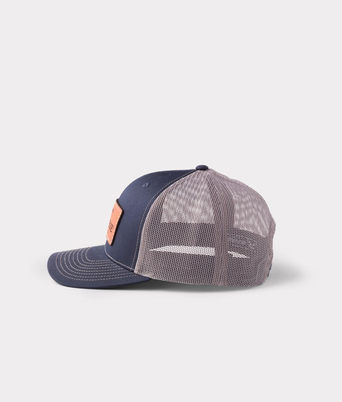 
    Leather Patch Cap :: Navy + Charcoal