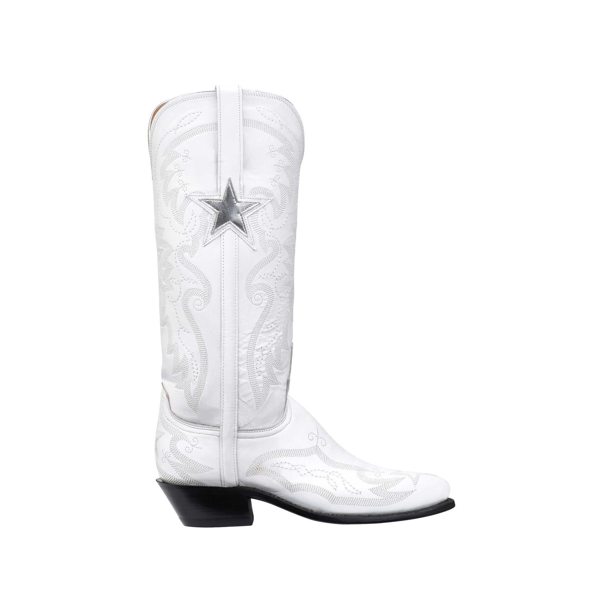 Lucchese Womens Cowboy Boots White Goat Leather