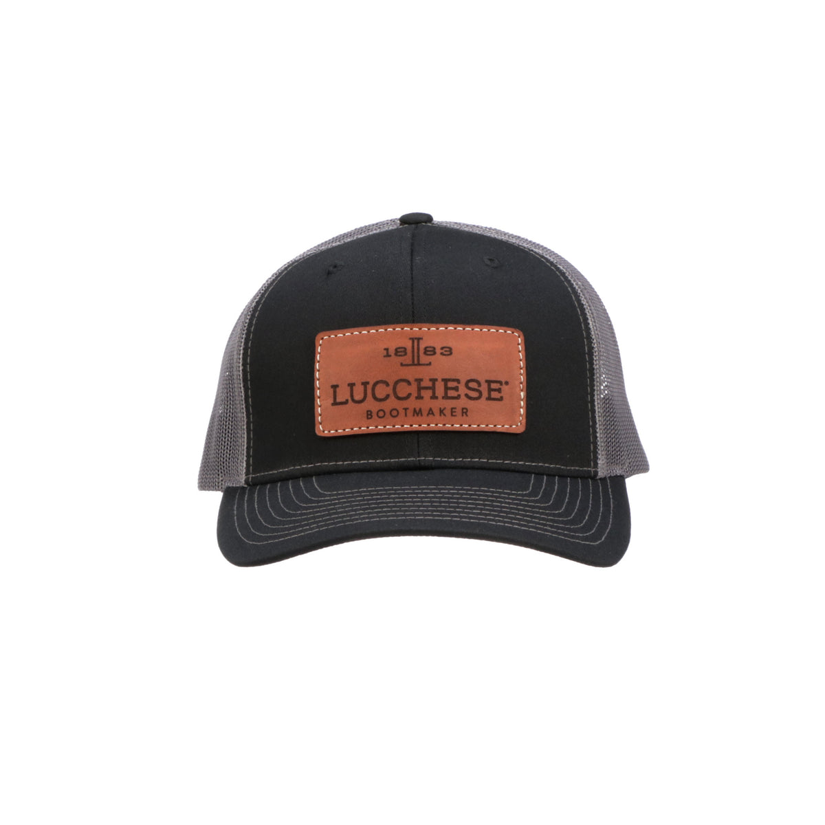 Leather Patch Cap :: Black + Charcoal