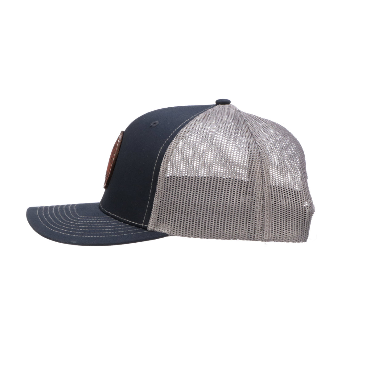 Leather Patch Cap Round :: Navy + Charcoal